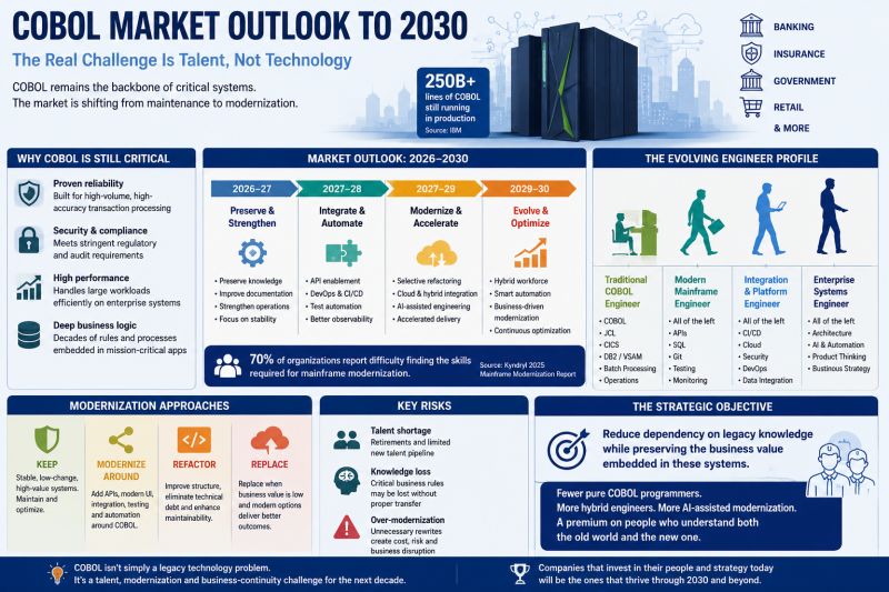 LinkedIn post: COBOL Market Outlook to 2030 — The Real Challenge Is Talent, Not Technology